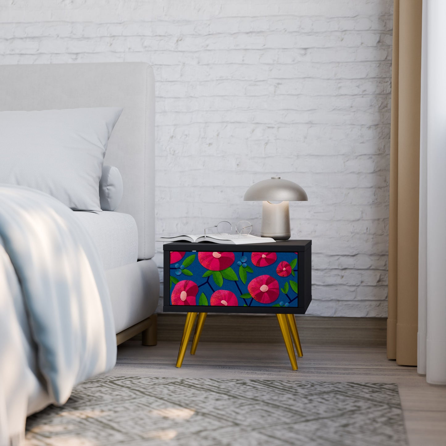 SPRING THOUGHTS Nightstand in Black Finish
