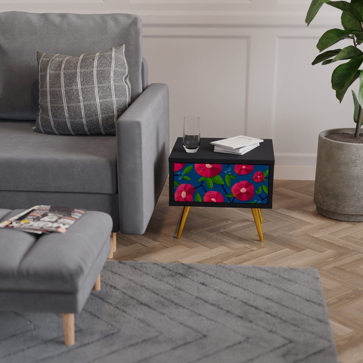 SPRING THOUGHTS Nightstand in Black Finish