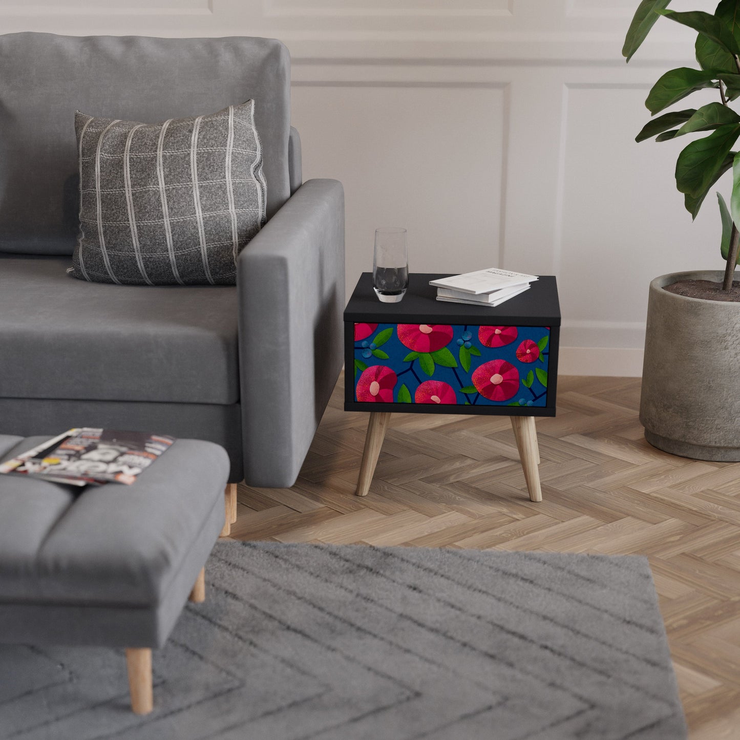 SPRING THOUGHTS Nightstand in Black Finish