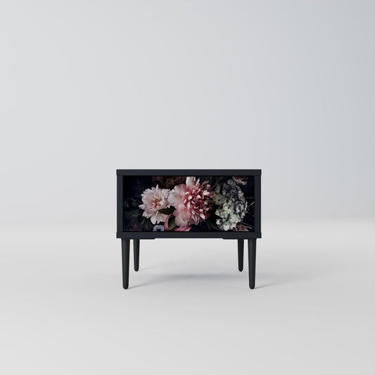 PURE BLOSSOM Nightstand in Black Finish