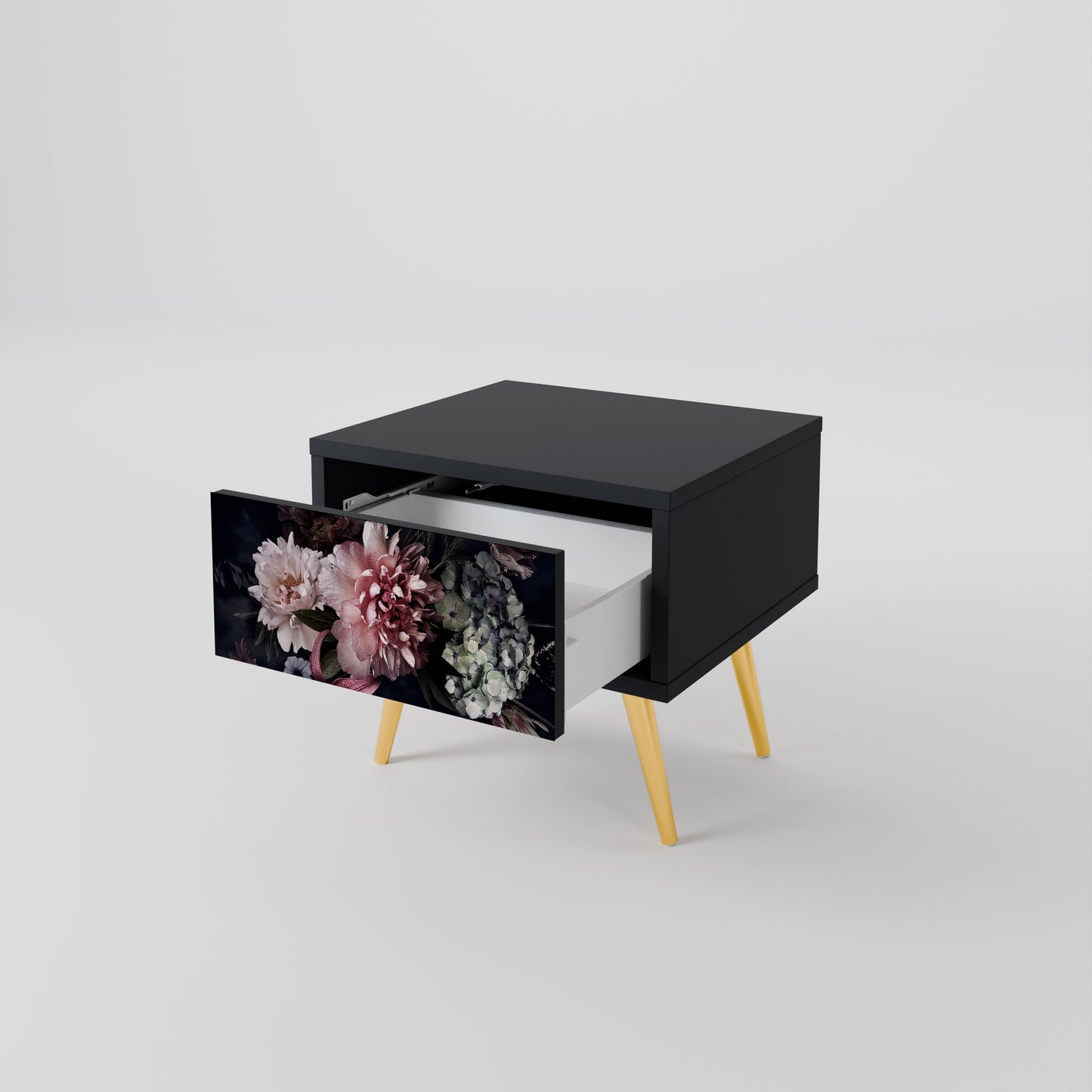 PURE BLOSSOM Comodino in Finitura Nera