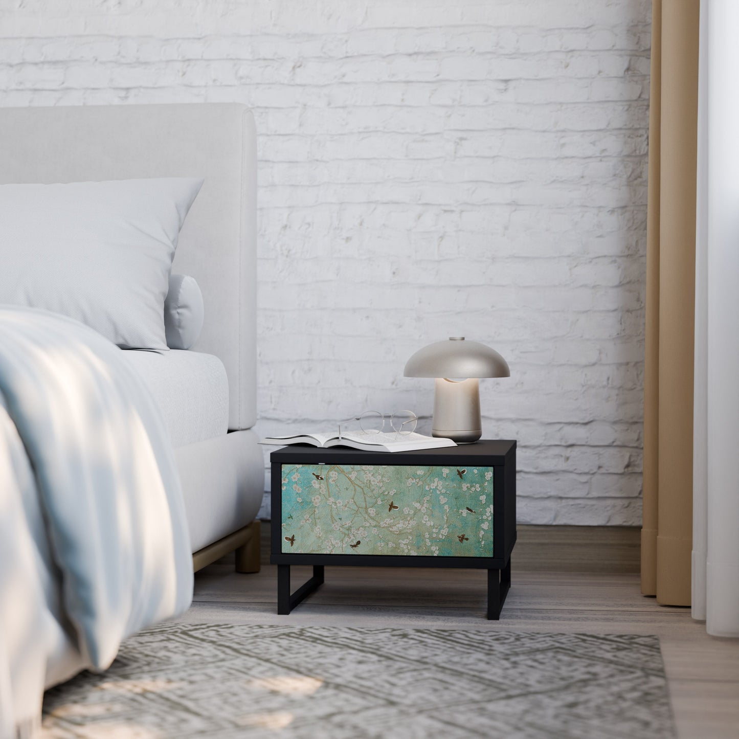 BLOOMING CHARM Comodino in Finitura Nera