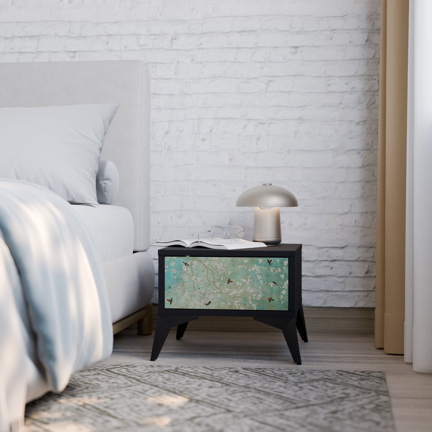 BLOOMING CHARM Comodino in Finitura Nera