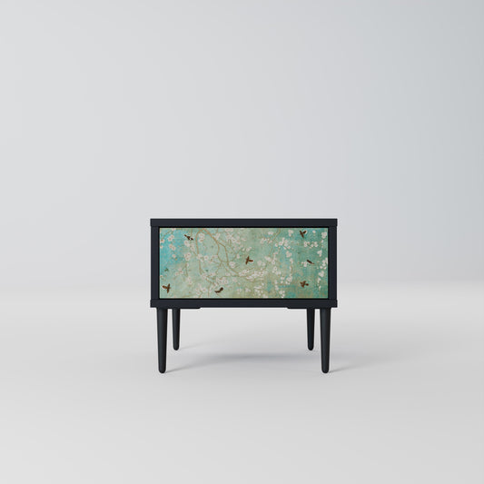 BLOOMING CHARM Nightstand in Black Finish