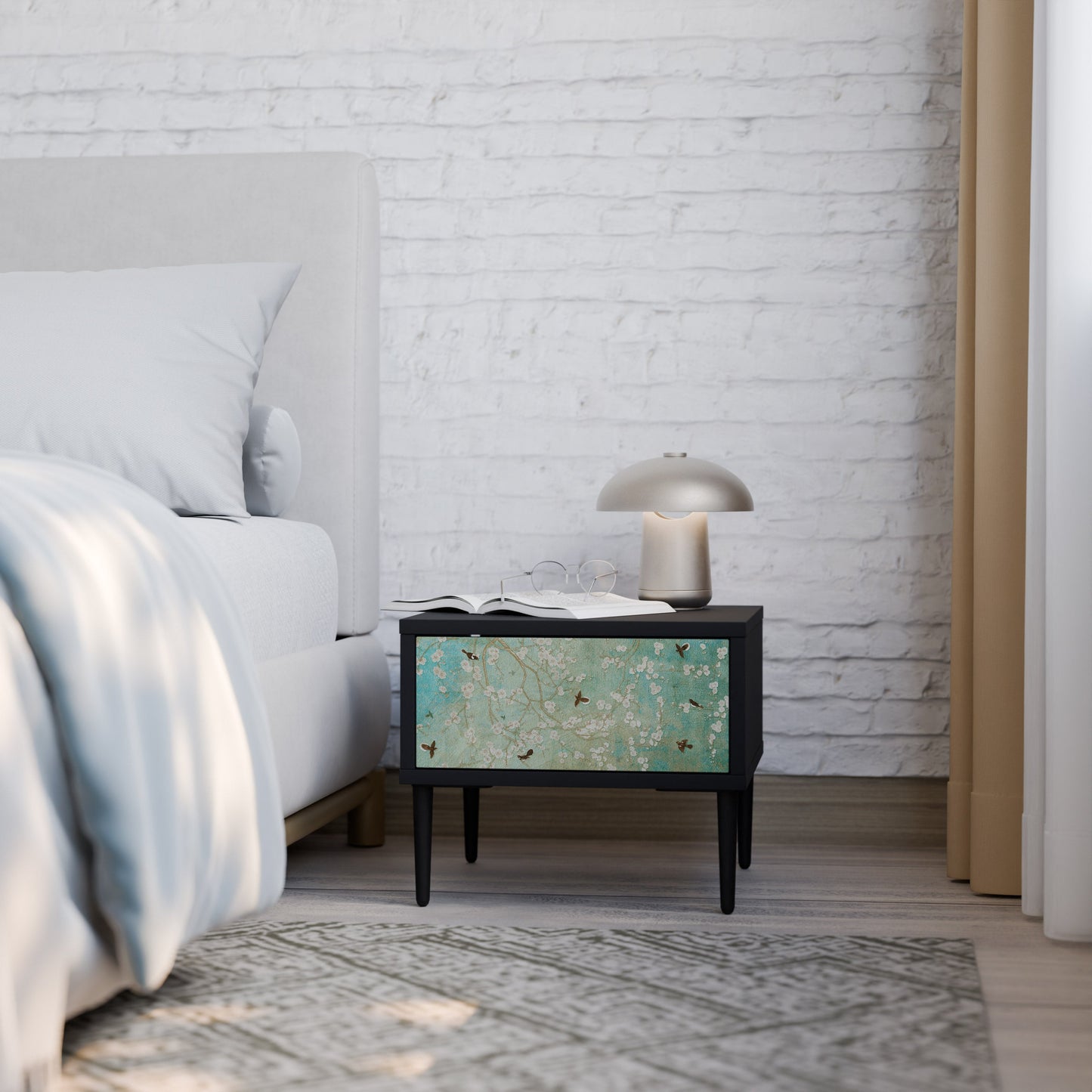 BLOOMING CHARM Comodino in Finitura Nera