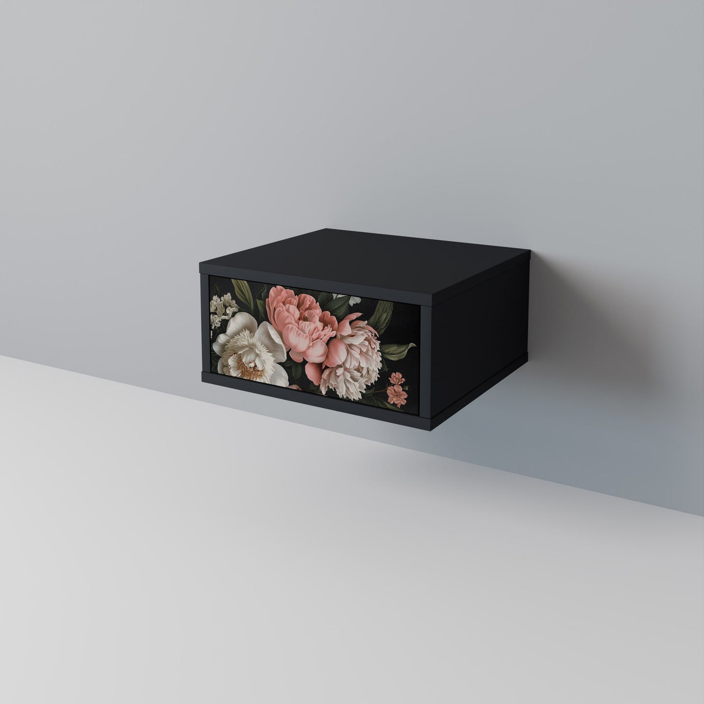 LUSH ELEGANCE Comodino in Finitura Nera