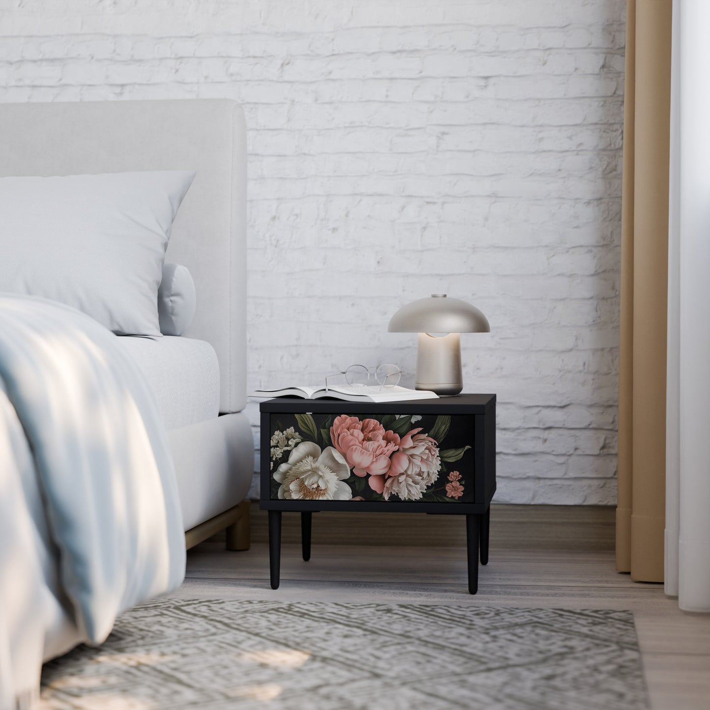 LUSH ELEGANCE Comodino in Finitura Nera