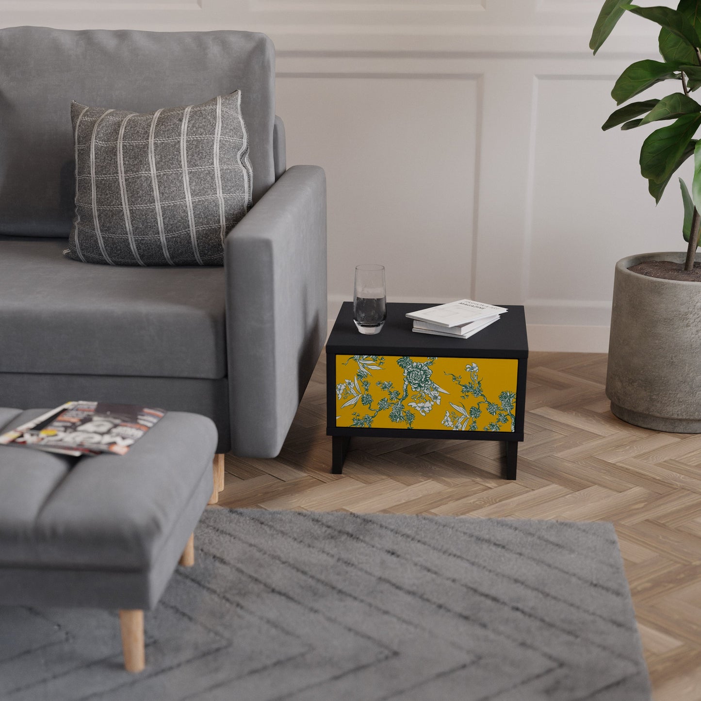 YELLOW CHINOISERIE Comodino in Finitura Nera