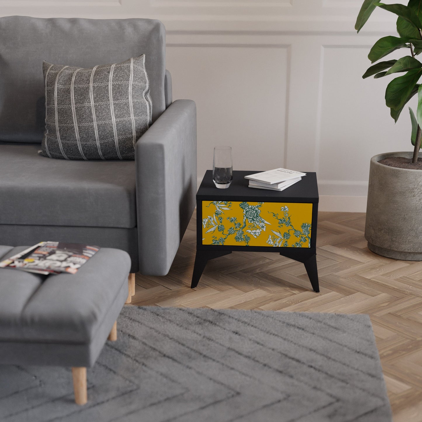 YELLOW CHINOISERIE Comodino in Finitura Nera