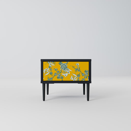 YELLOW CHINOISERIE Nightstand in Black Finish