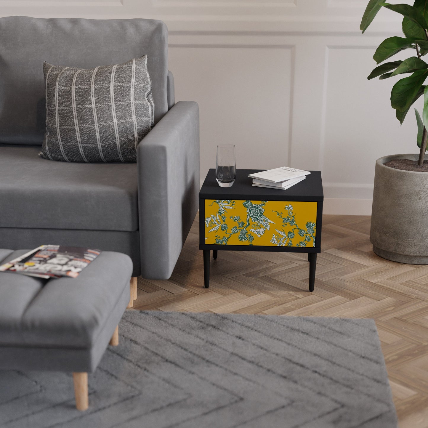 YELLOW CHINOISERIE Comodino in Finitura Nera