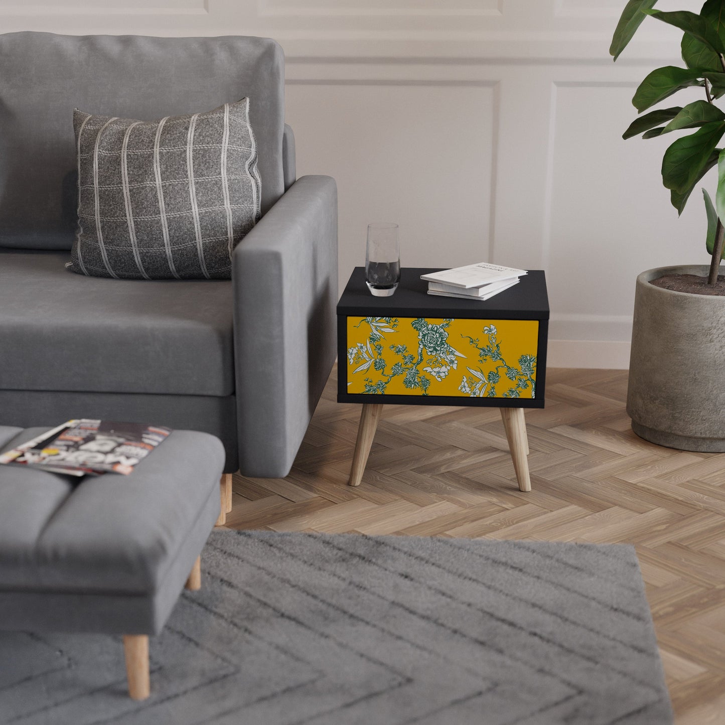 YELLOW CHINOISERIE Comodino in Finitura Nera