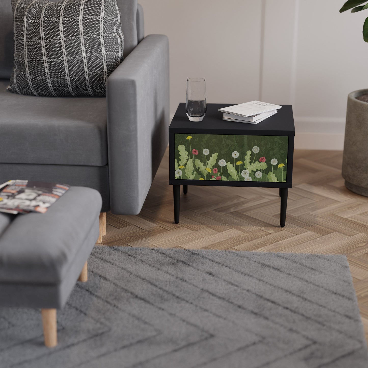 DANDELION AMUSE Comodino in Finitura Nera