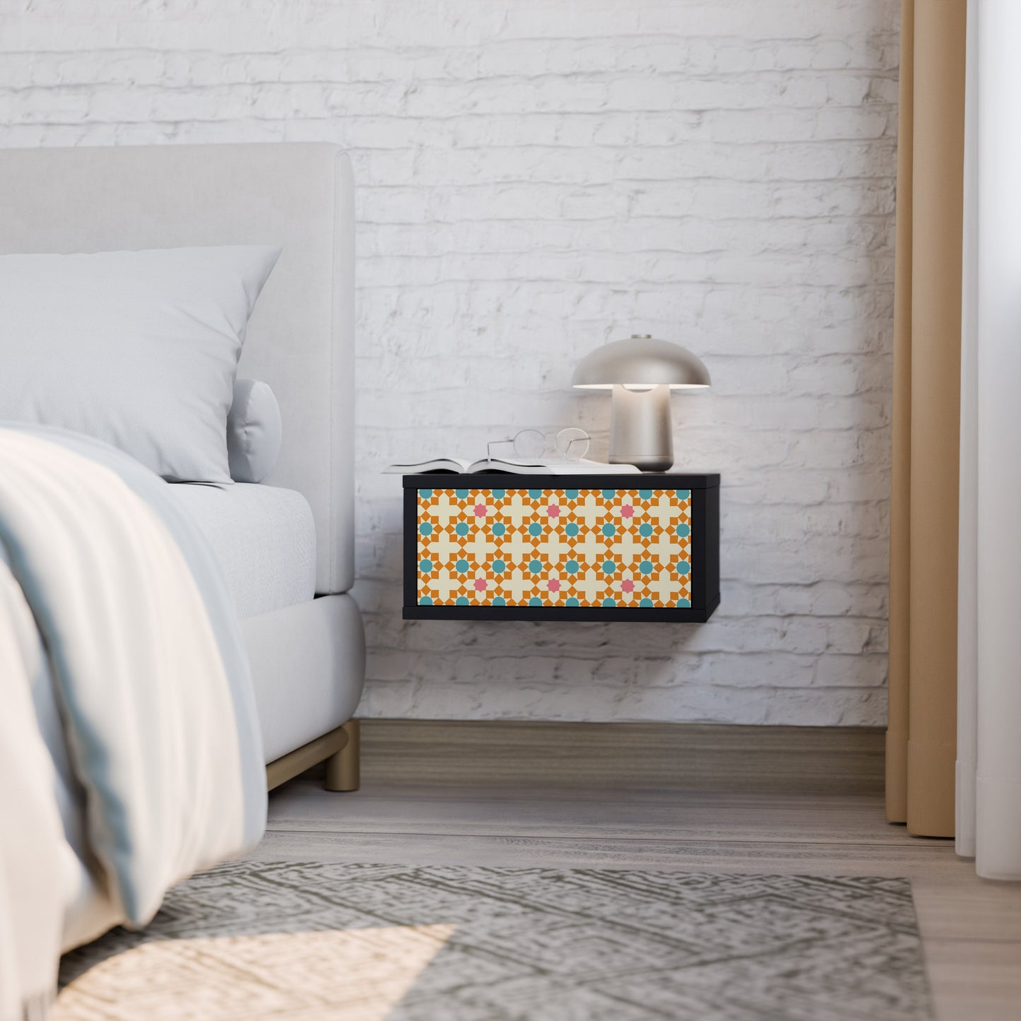 FLORAL DECOR Comodino in Finitura Nera