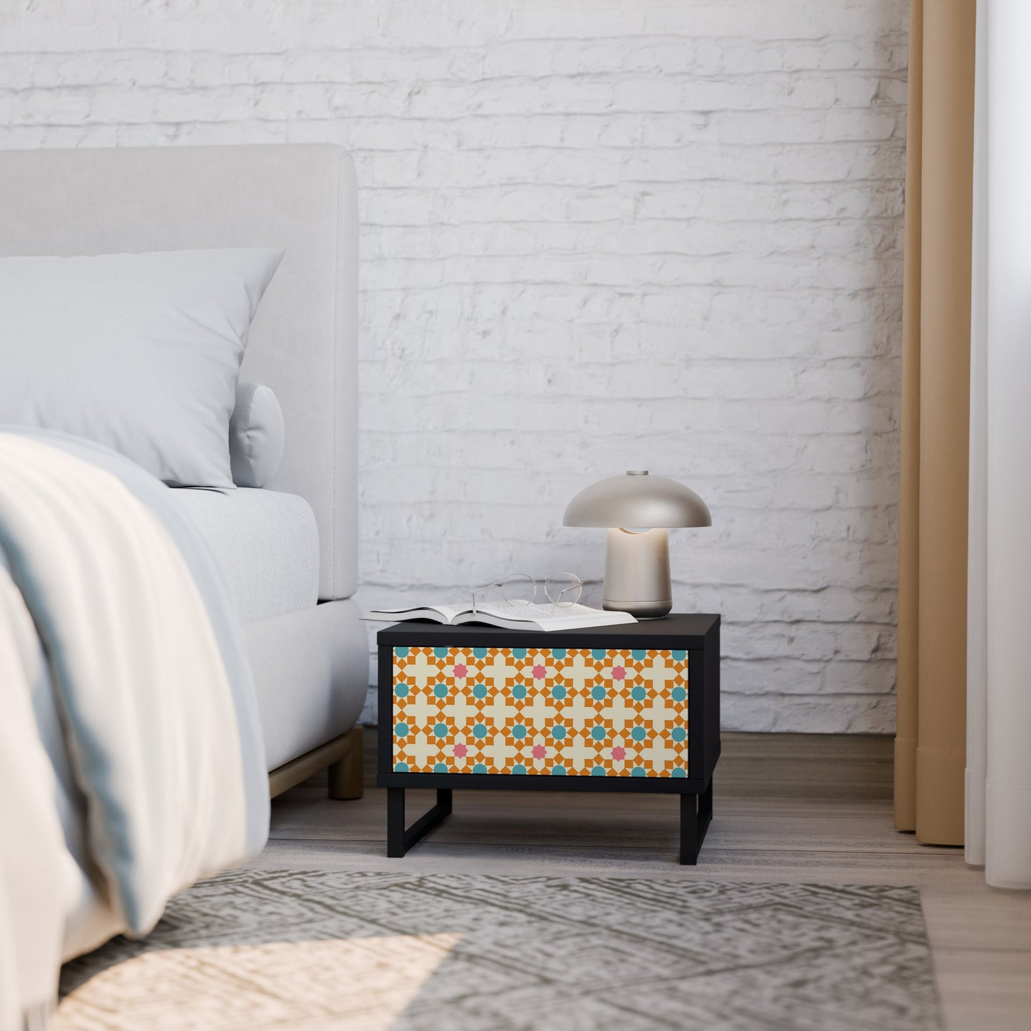 FLORAL DECOR Comodino in Finitura Nera