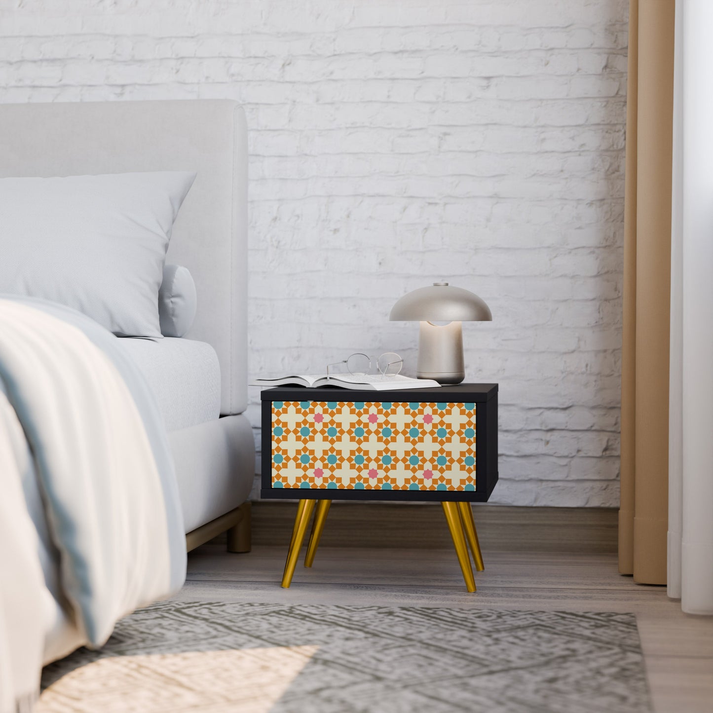 FLORAL DECOR Comodino in Finitura Nera