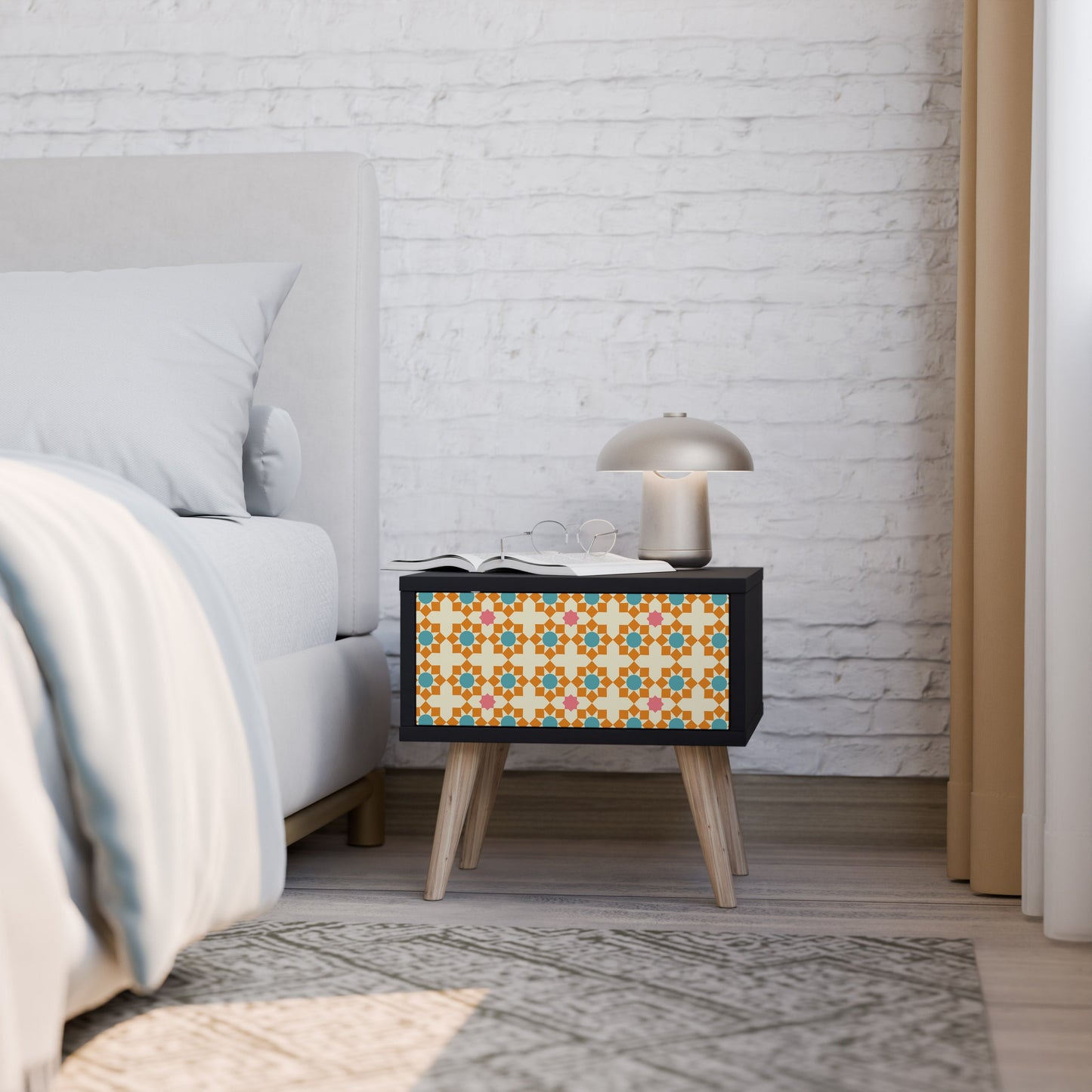 FLORAL DECOR Comodino in Finitura Nera