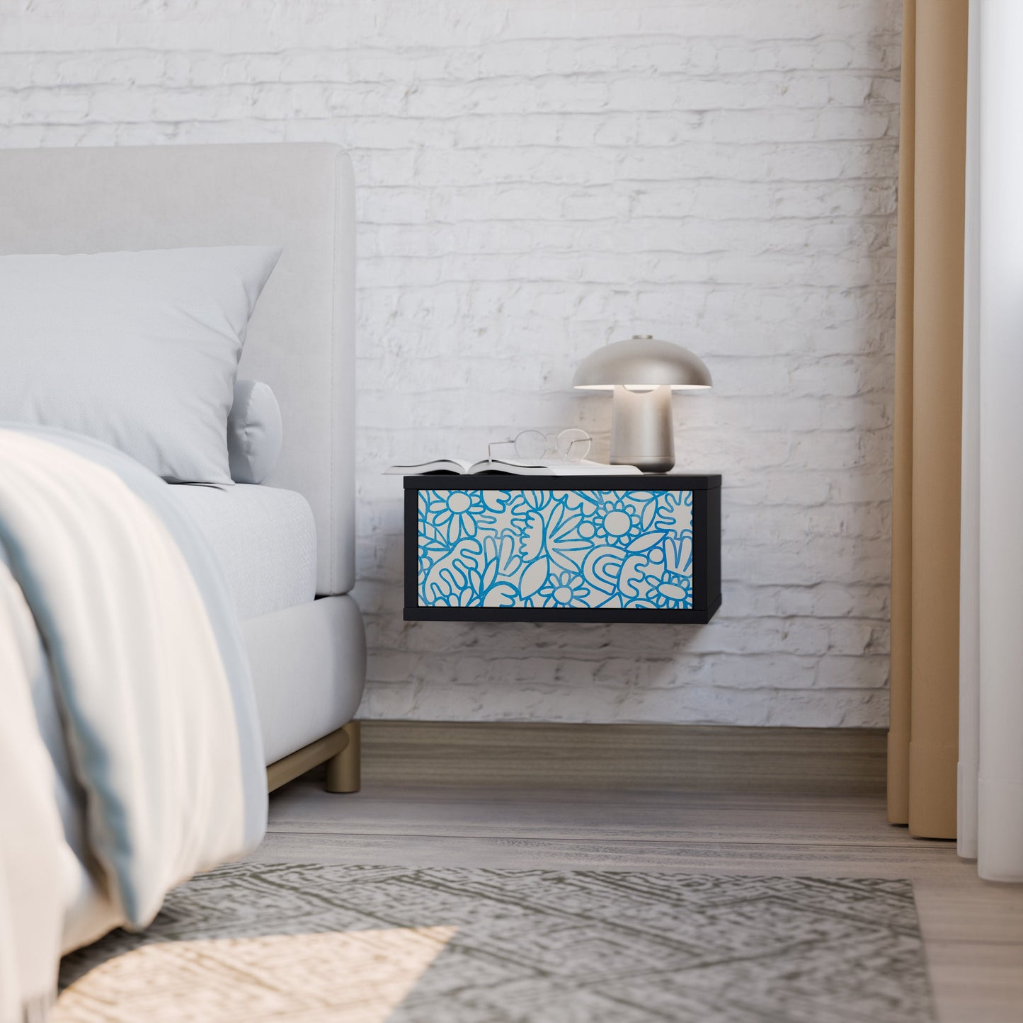 BLOOMY MORNING Comodino in Finitura Nera