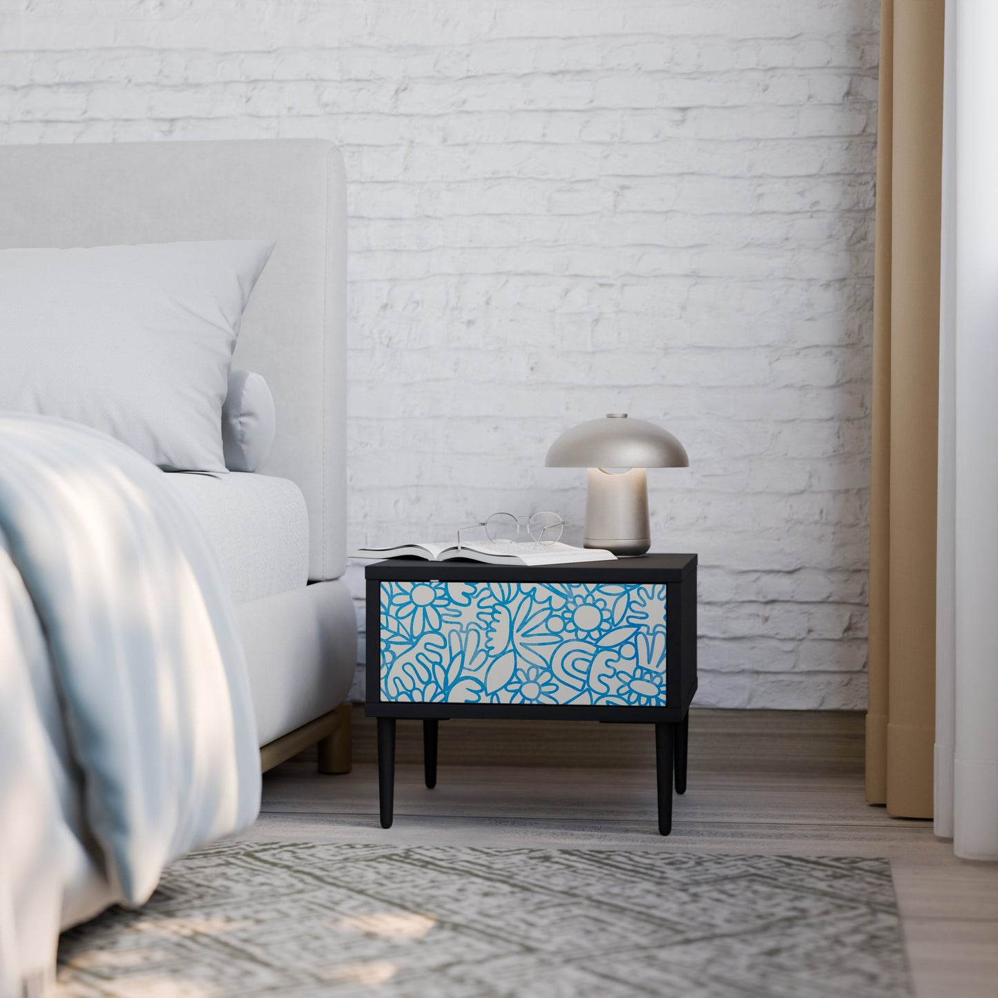 BLOOMY MORNING Comodino in Finitura Nera