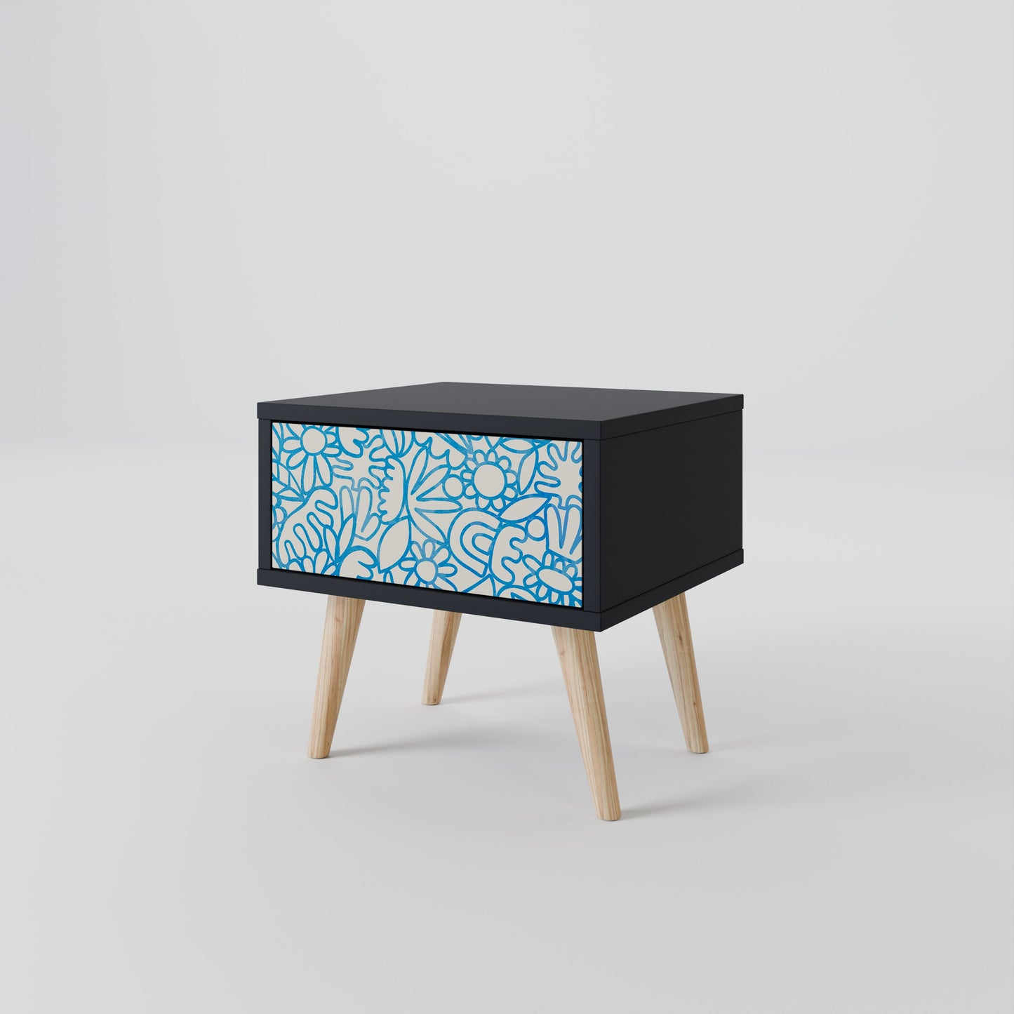 BLOOMY MORNING Comodino in Finitura Nera