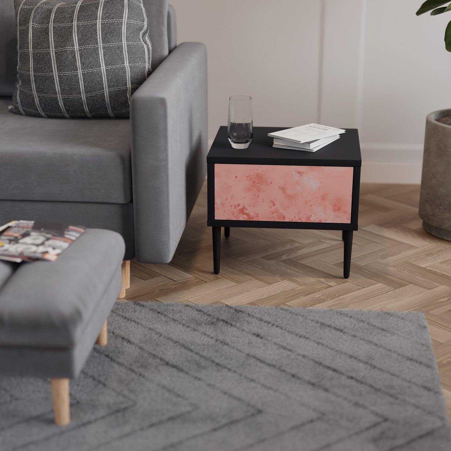 CRANE DANCE Comodino in Finitura Nera