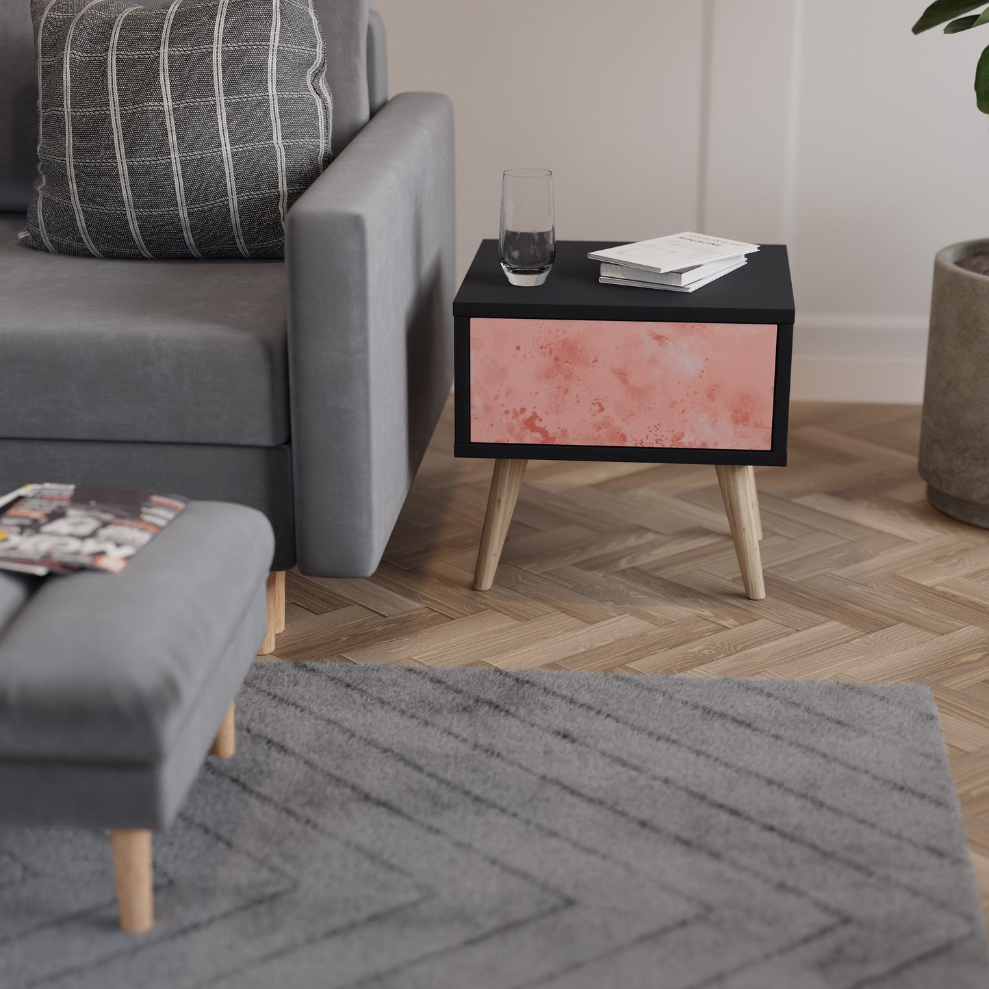 CRANE DANCE Comodino in Finitura Nera