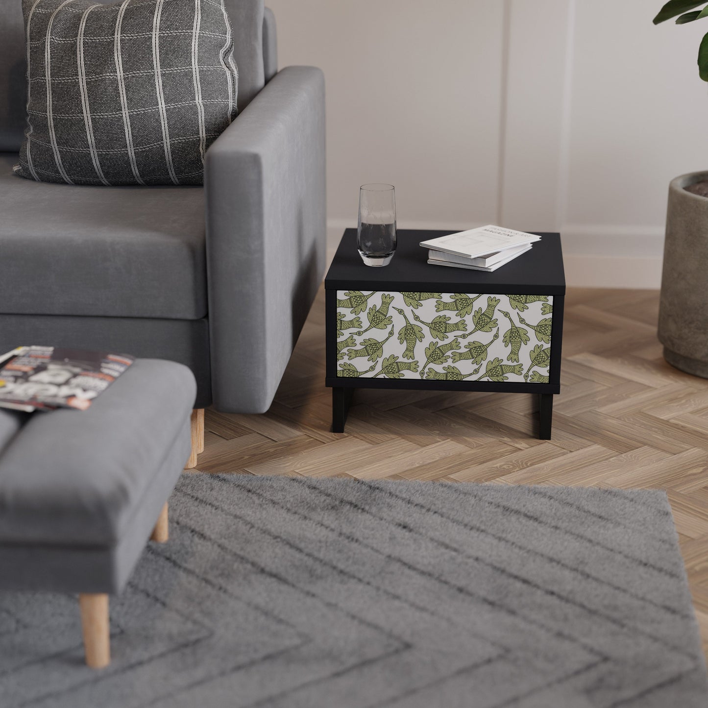 SEEDLING SONGBIRD Nightstand in Black Finish