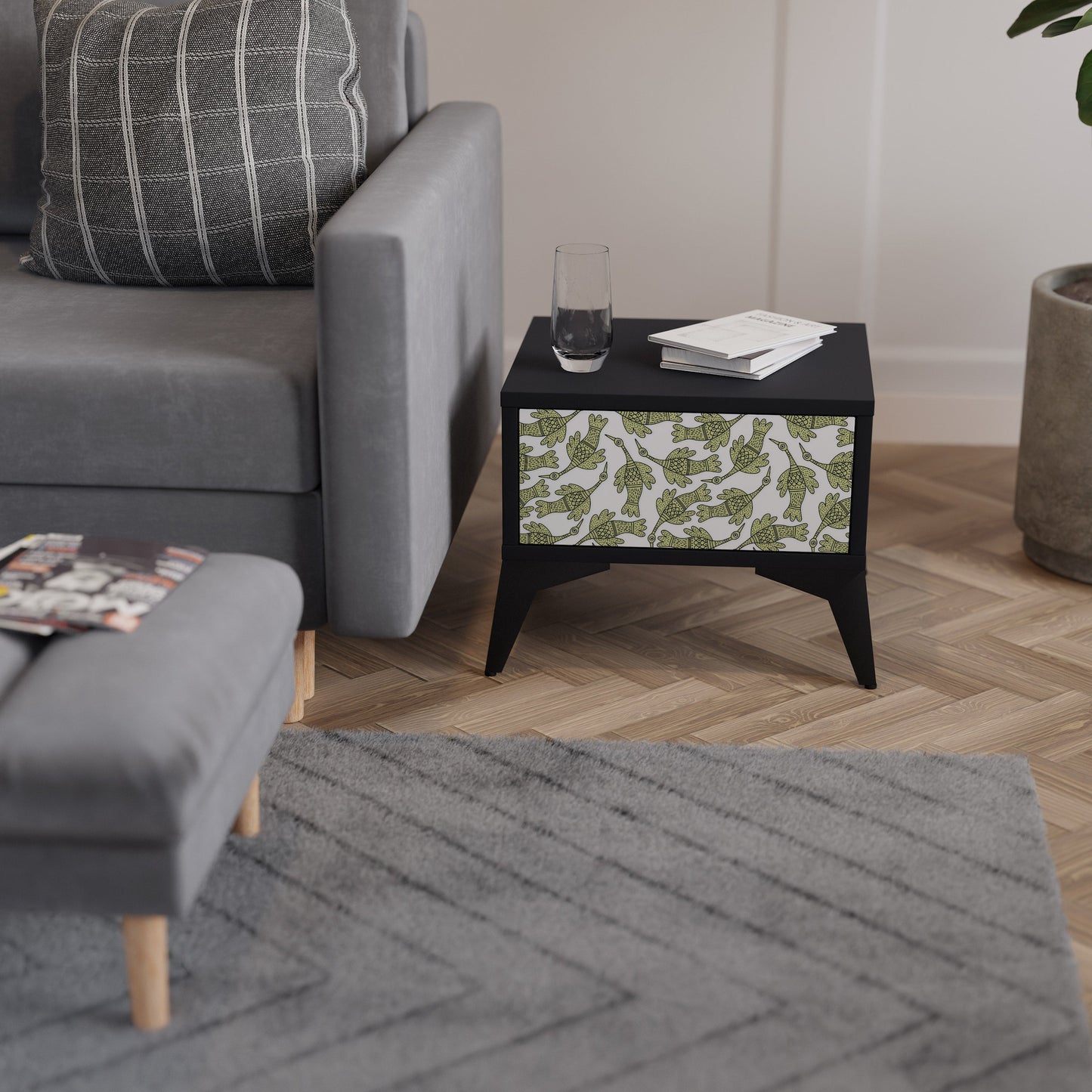 SEEDLING SONGBIRD Nightstand in Black Finish