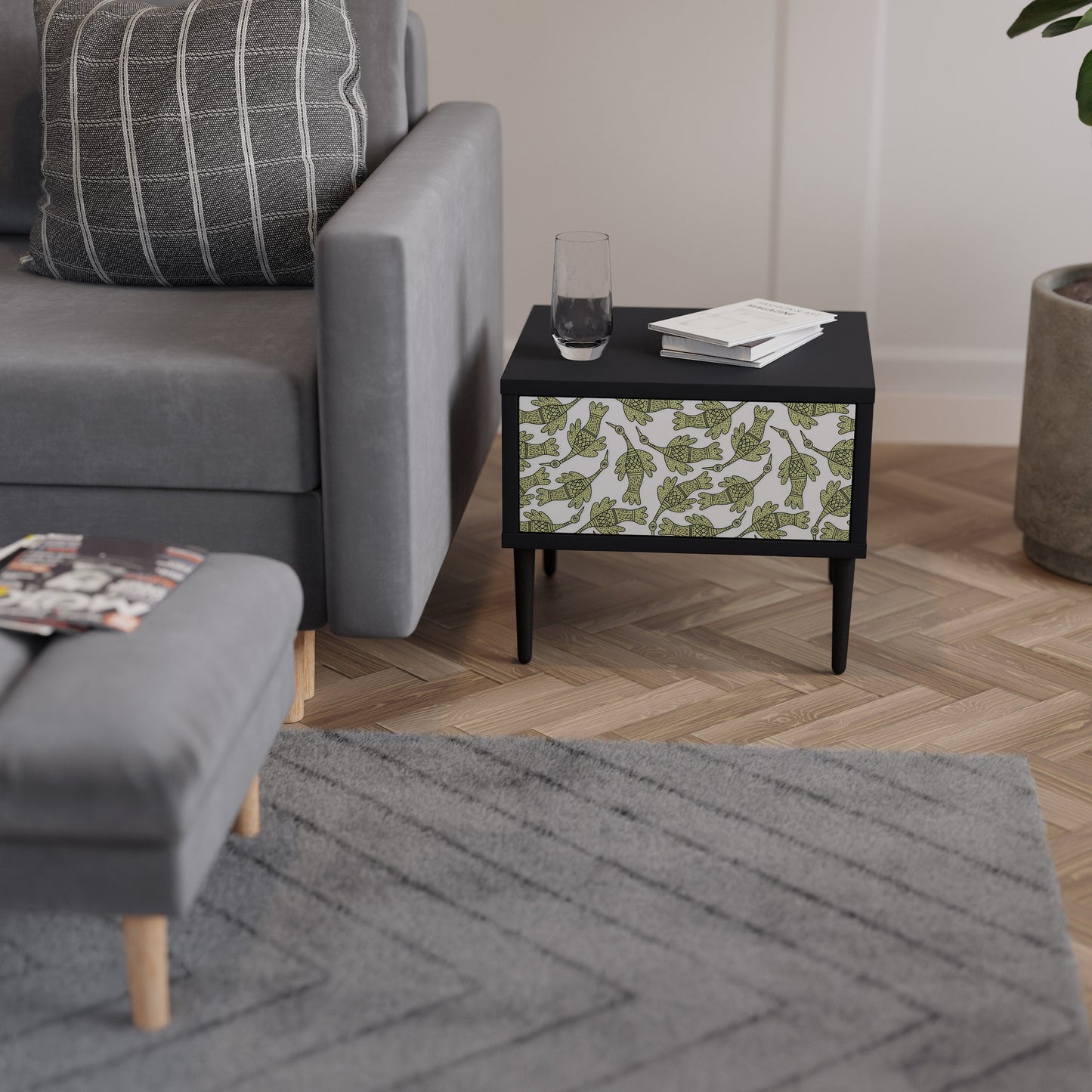 SEEDLING SONGBIRD Nightstand in Black Finish