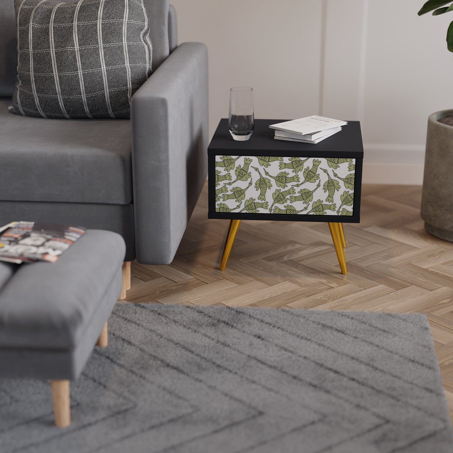 SEEDLING SONGBIRD Nightstand in Black Finish