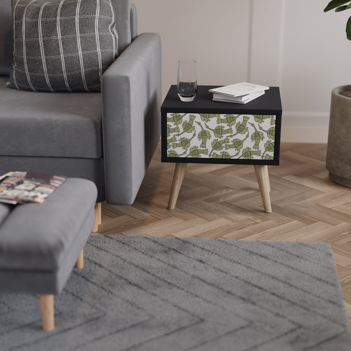 SEEDLING SONGBIRD Nightstand in Black Finish