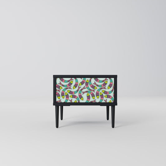 INDIAN FISH Nightstand in Black Finish