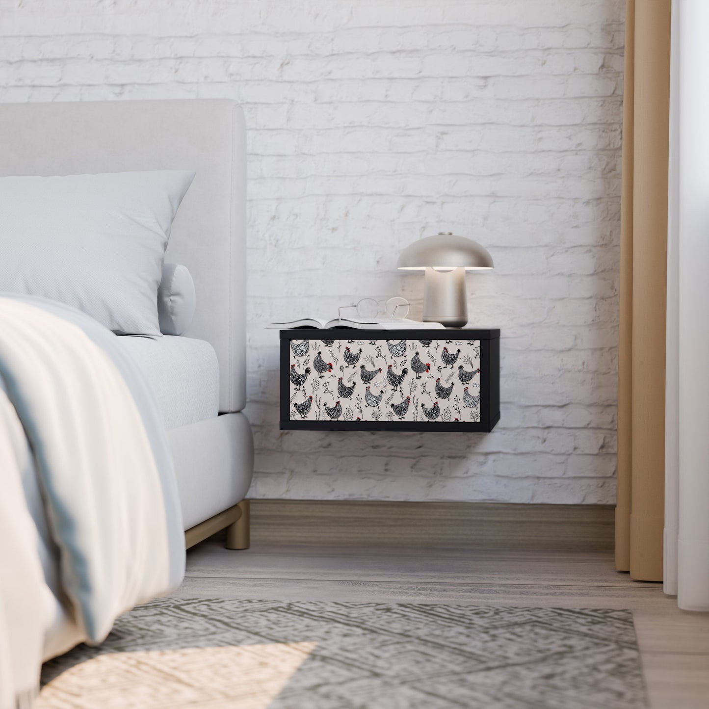 HAPPY HENS Comodino in Finitura Nera