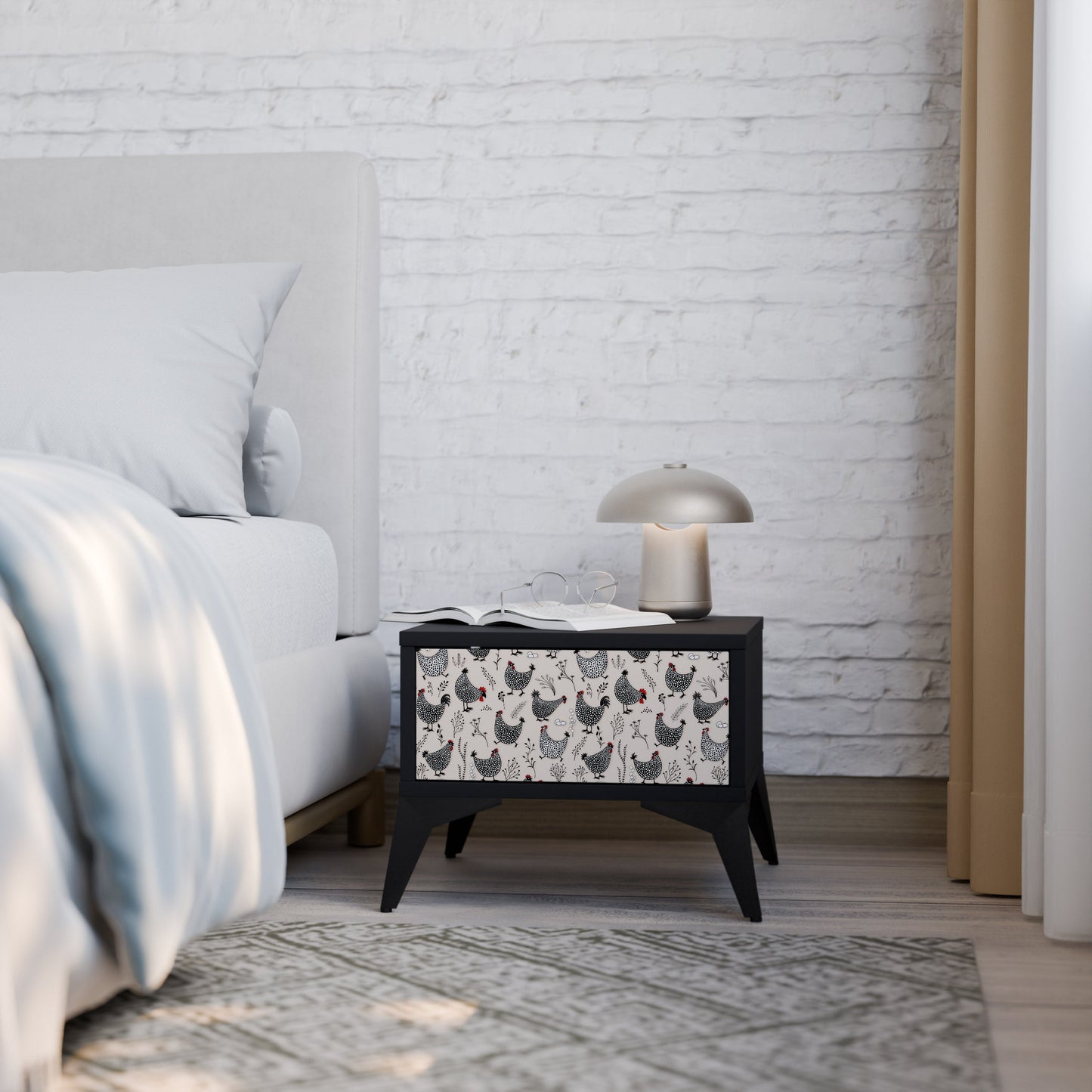 HAPPY HENS Comodino in Finitura Nera