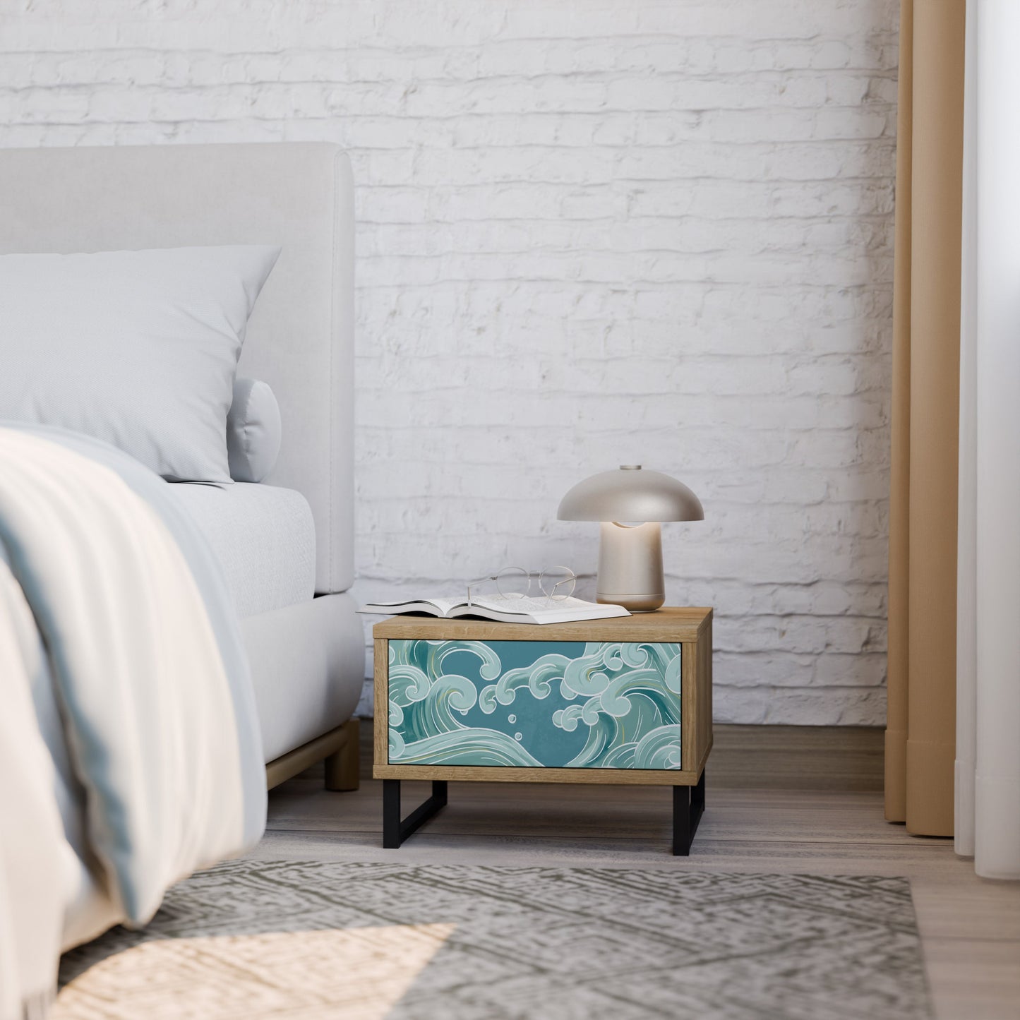 ASIAN SWAY Nightstand in Oak Effect