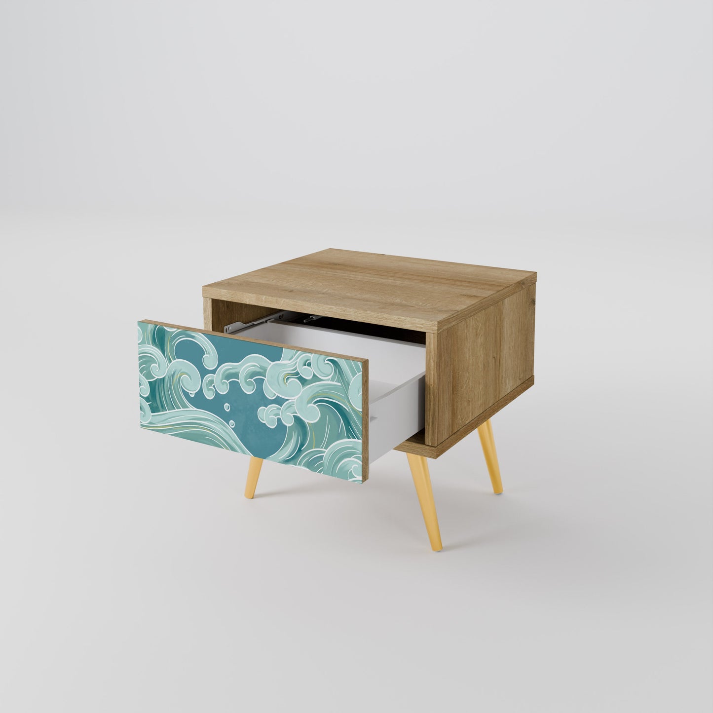 ASIAN SWAY Nightstand in Oak Effect