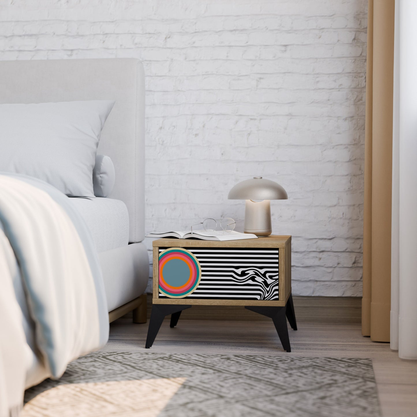 SPECTRA SHOWCASE Nightstand in Oak Effect