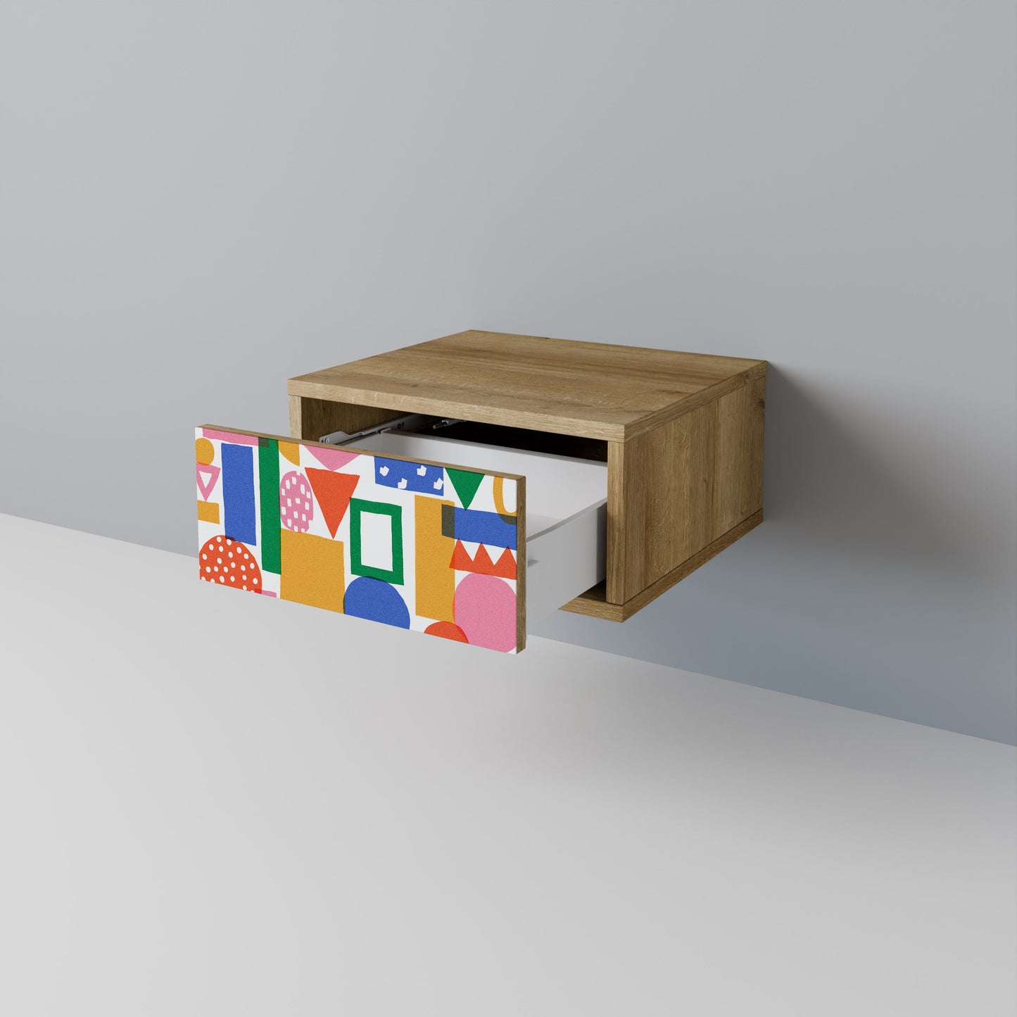 GEOMETRIC GLIMMER Nightstand in Oak Effect