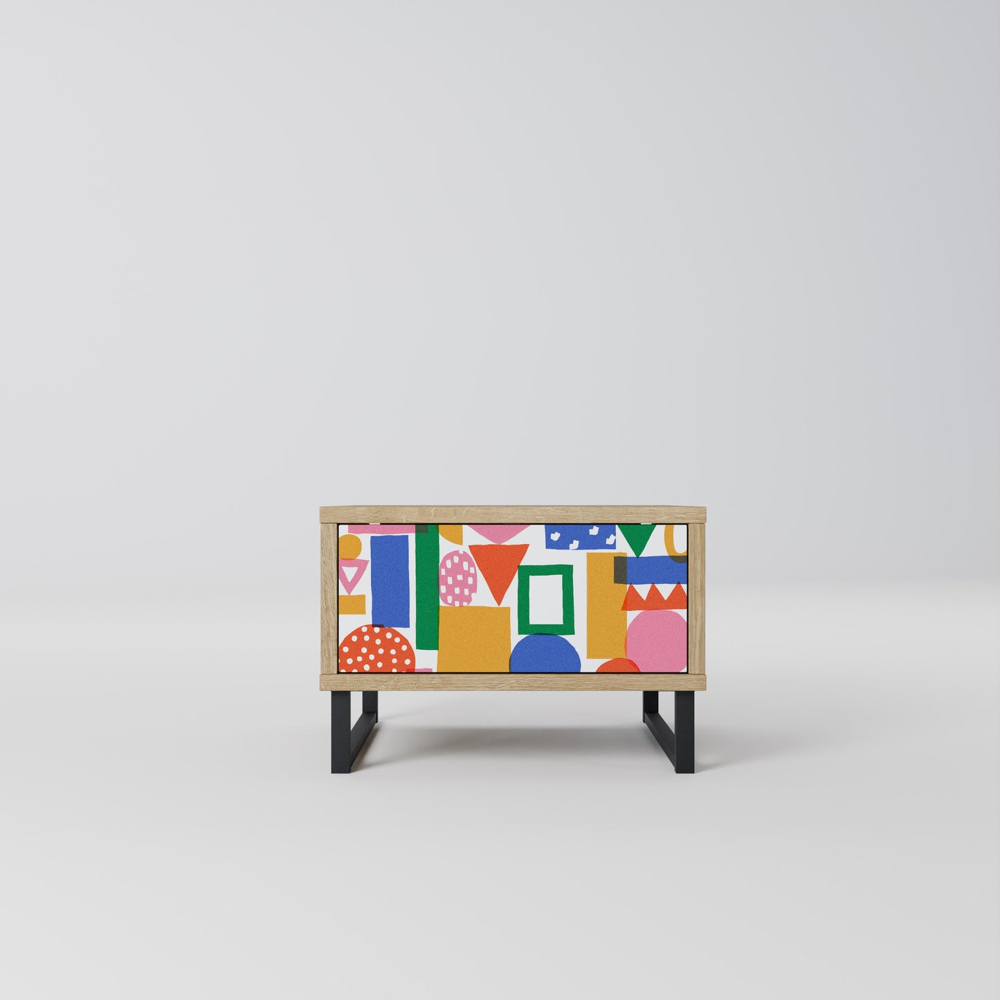 GEOMETRIC GLIMMER Nightstand in Oak Effect