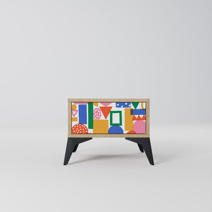 GEOMETRIC GLIMMER Nightstand in Oak Effect