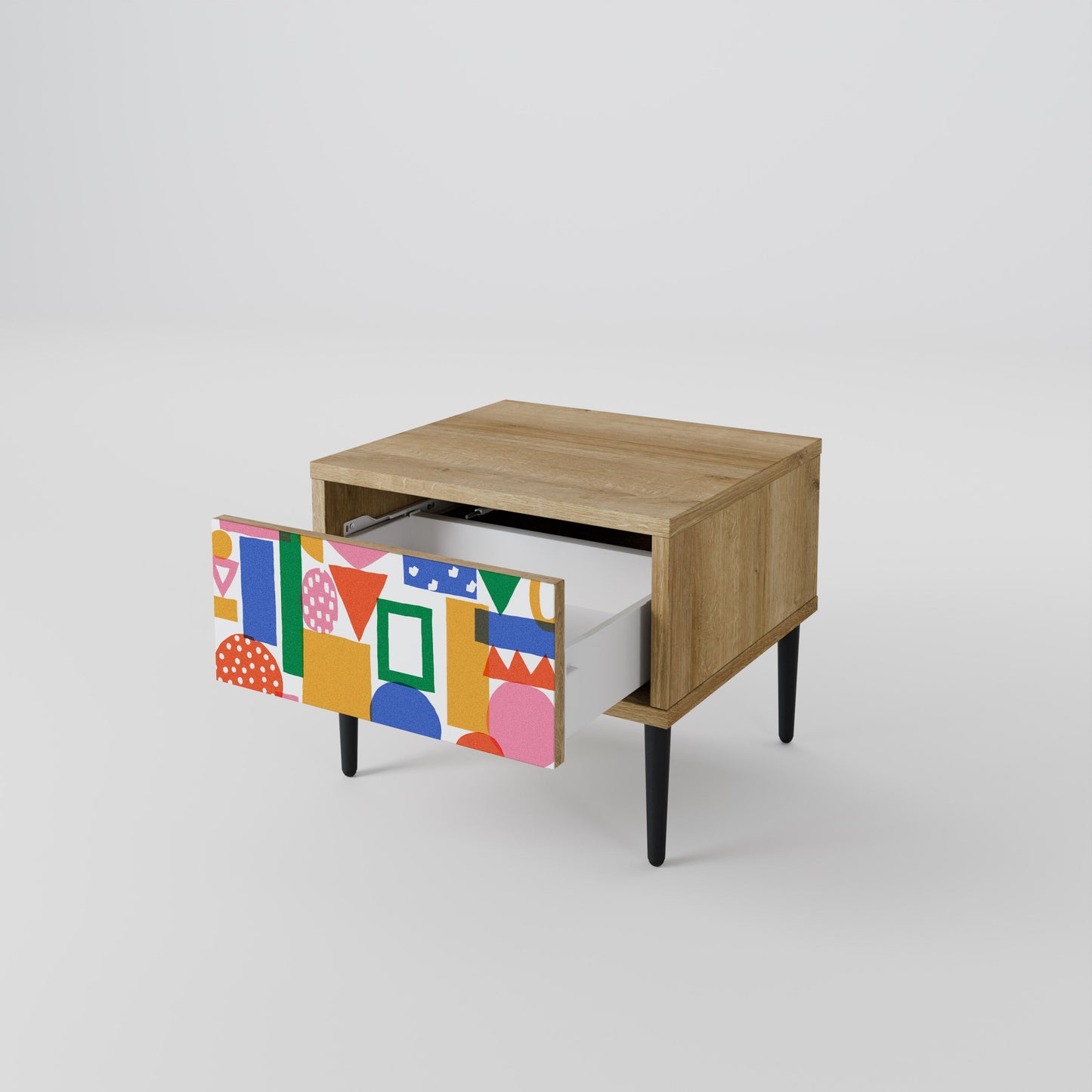 GEOMETRIC GLIMMER Nightstand in Oak Effect