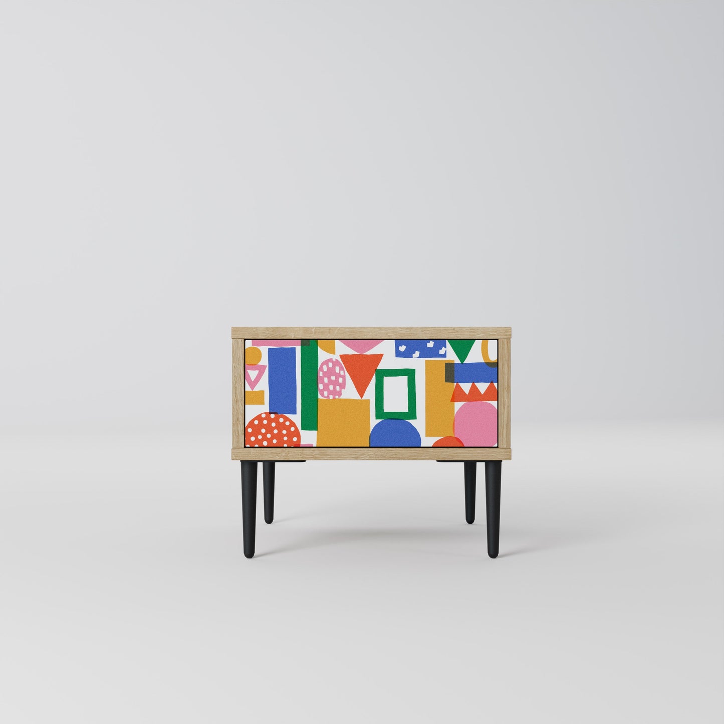 GEOMETRIC GLIMMER Nightstand in Oak Effect