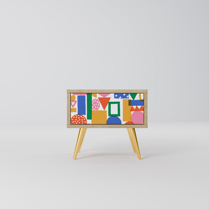 GEOMETRIC GLIMMER Nightstand in Oak Effect