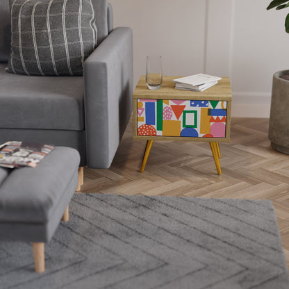 GEOMETRIC GLIMMER Nightstand in Oak Effect