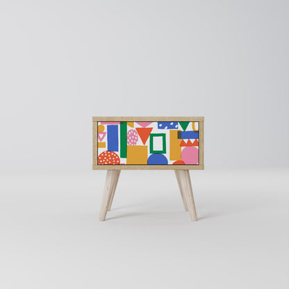 GEOMETRIC GLIMMER Nightstand in Oak Effect