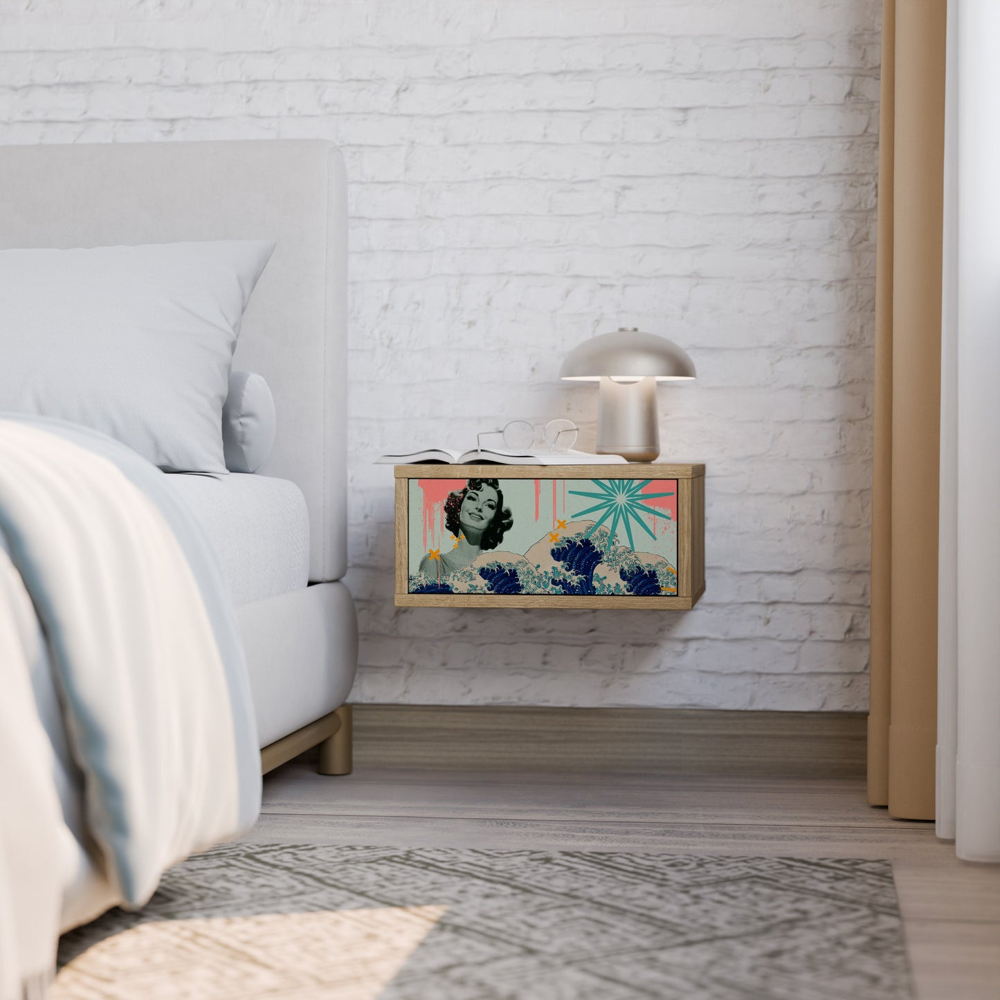 KANAGAWA BEAUTY Nightstand in Oak Effect