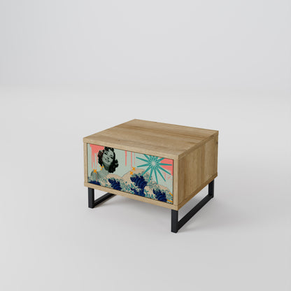 KANAGAWA BEAUTY Nightstand in Oak Effect