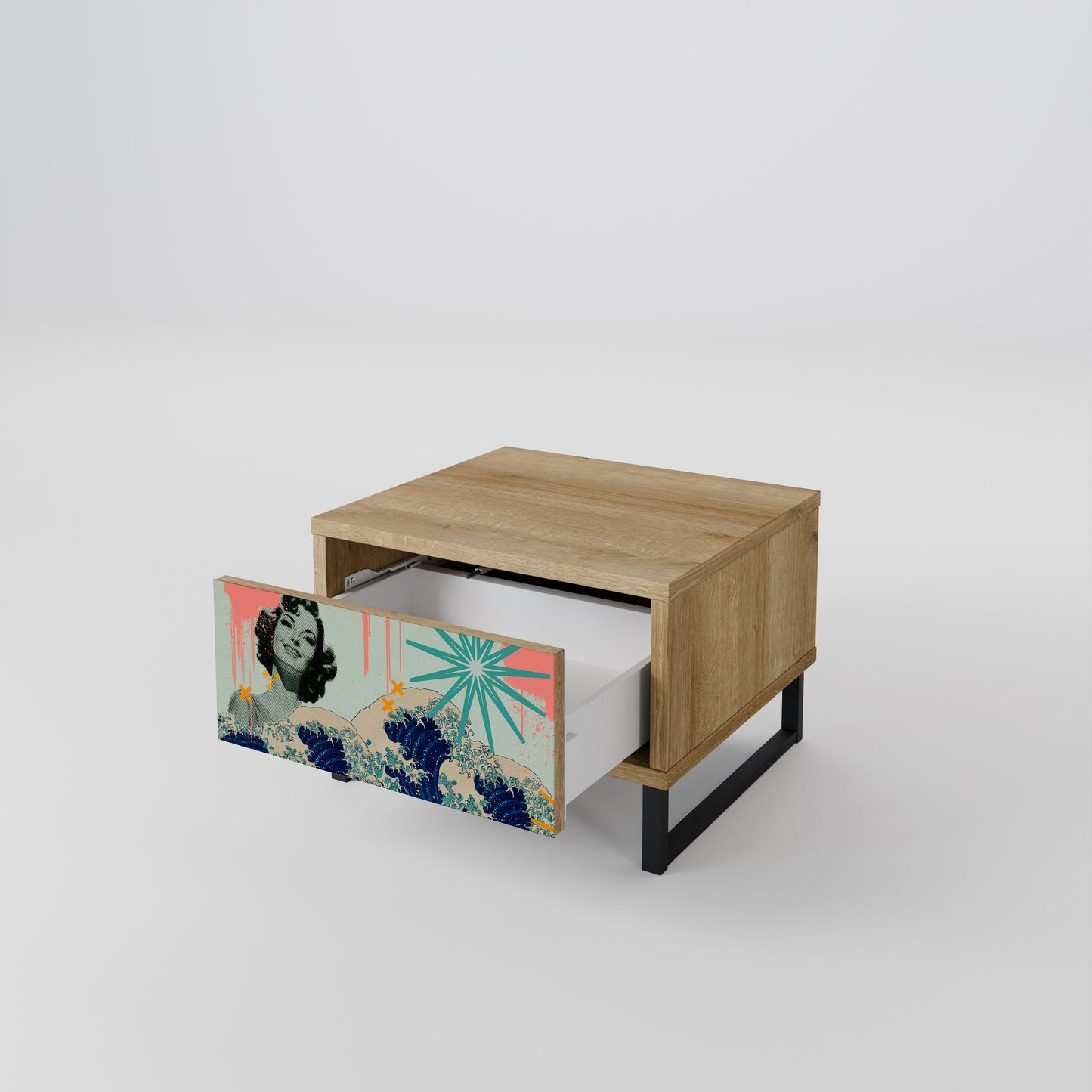 KANAGAWA BEAUTY Nightstand in Oak Effect