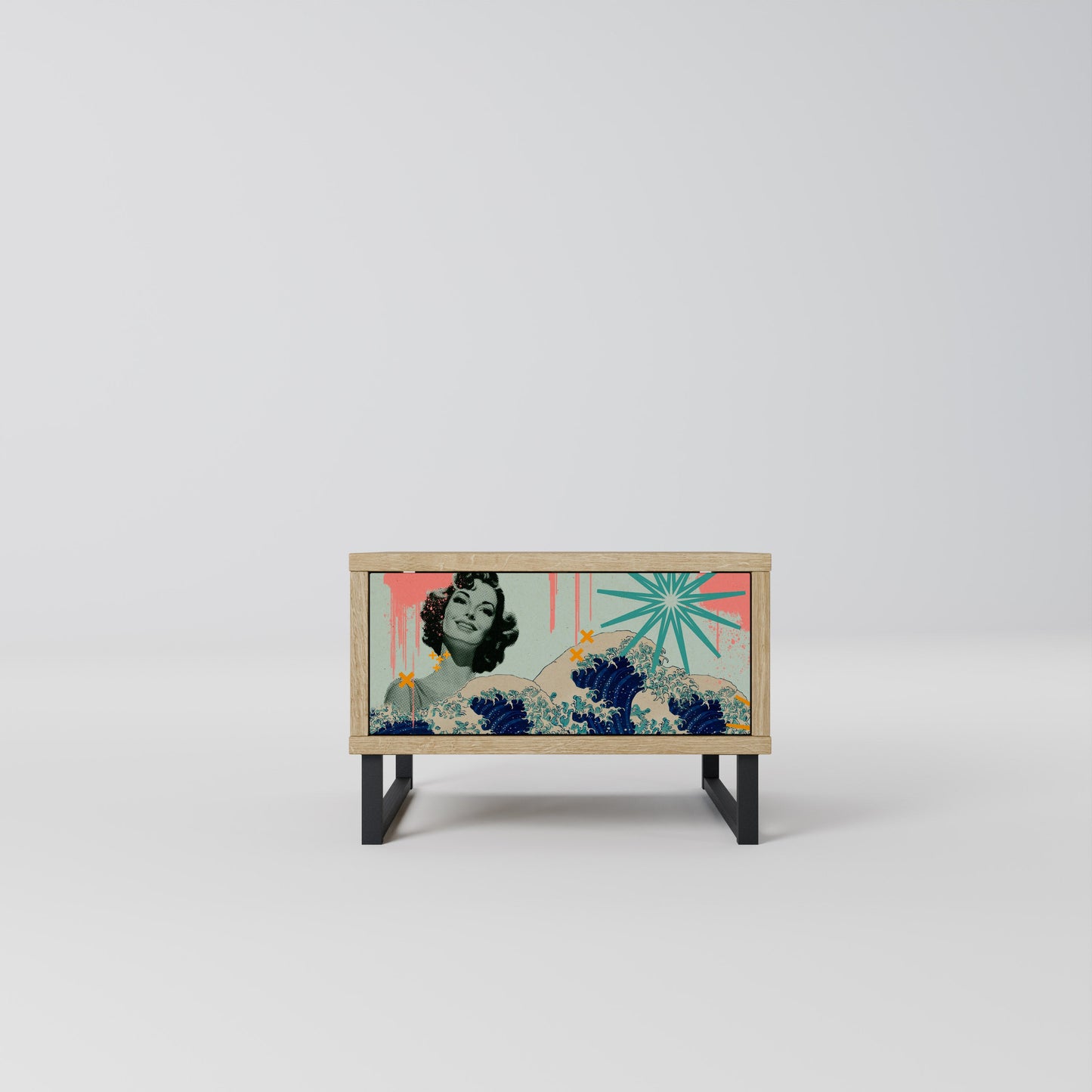 KANAGAWA BEAUTY Nightstand in Oak Effect