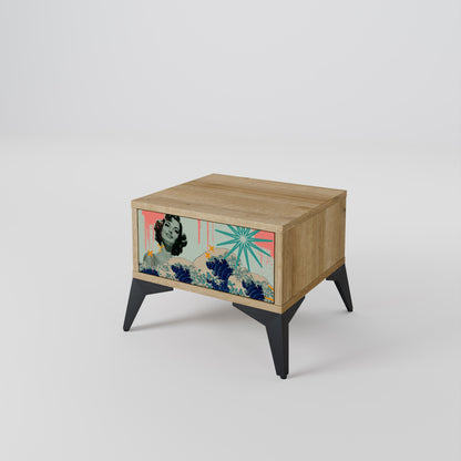 KANAGAWA BEAUTY Nightstand in Oak Effect